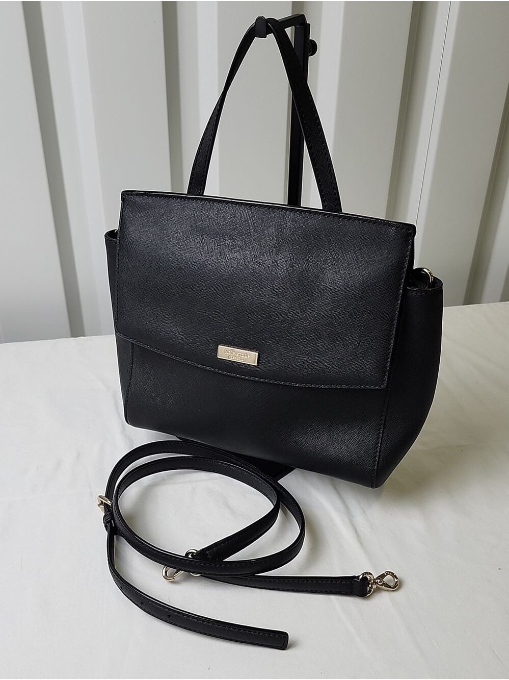 Kate Spade Laurel Way Alisanne Black Saffiano Leather Convertible Satchel EUC